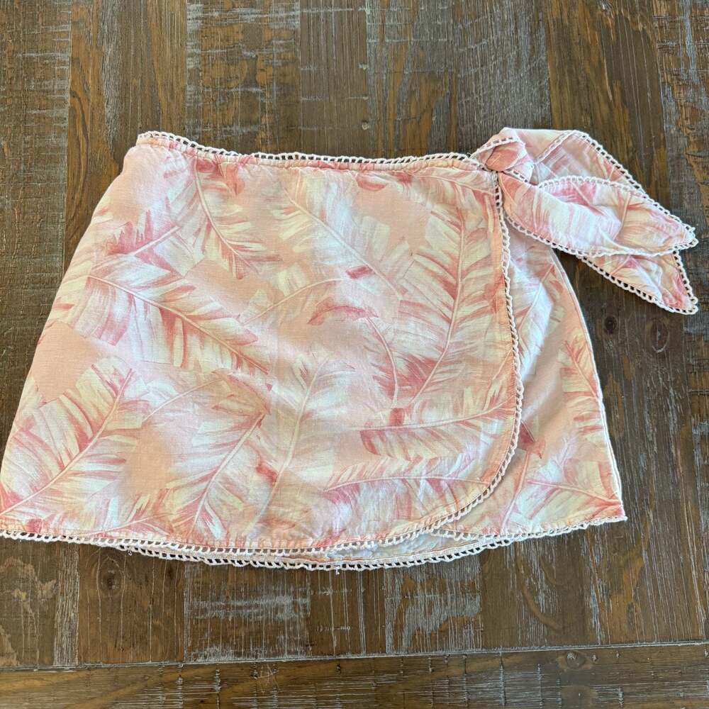 Show Me Your MuMu linen viscose mini wrap skirt pink size smalk